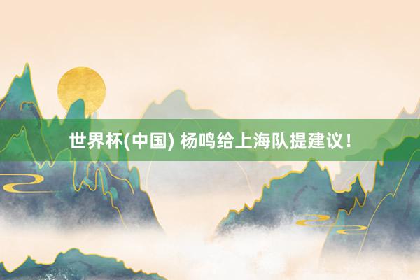 世界杯(中国) 杨鸣给上海队提建议！