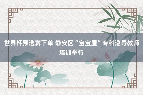 世界杯预选赛下单 静安区“宝宝屋”专科巡导教师培训举行