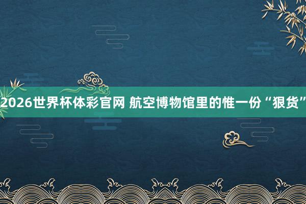 2026世界杯体彩官网 航空博物馆里的惟一份“狠货”