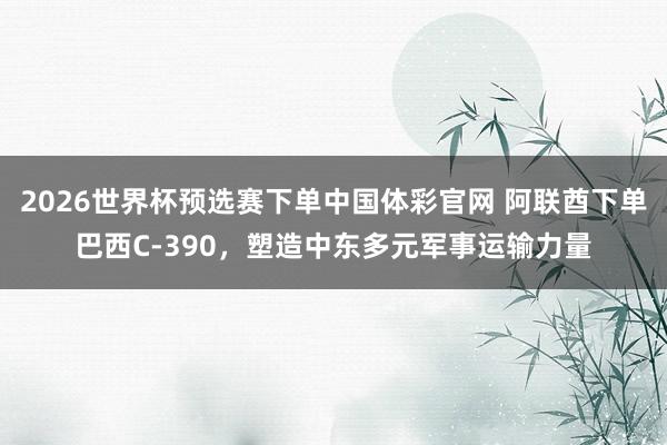 2026世界杯预选赛下单中国体彩官网 阿联酋下单巴西C-390，塑造中东多元军事运输力量