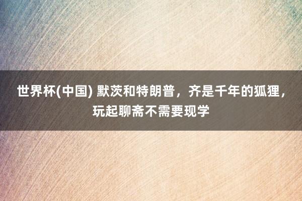 世界杯(中国) 默茨和特朗普,齐是千年的狐狸,玩起聊斋不需要现学