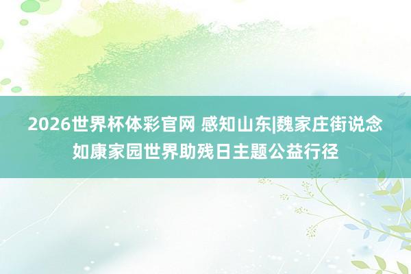 2026世界杯体彩官网 感知山东|魏家庄街说念如康家园世界助残日主题公益行径