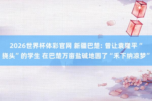 2026世界杯体彩官网 新疆巴楚: 曾让袁隆平“挠头”的学生 在巴楚万亩盐碱地圆了“禾下纳凉梦”