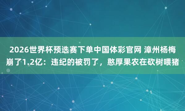 2026世界杯预选赛下单中国体彩官网 漳州杨梅崩了1.2亿：违纪的被罚了，憨厚果农在砍树喂猪