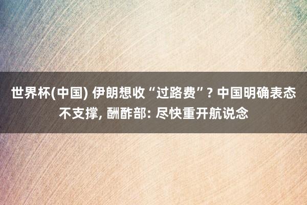 世界杯(中国) 伊朗想收“过路费”? 中国明确表态不支撑， 酬酢部: 尽快重开航说念