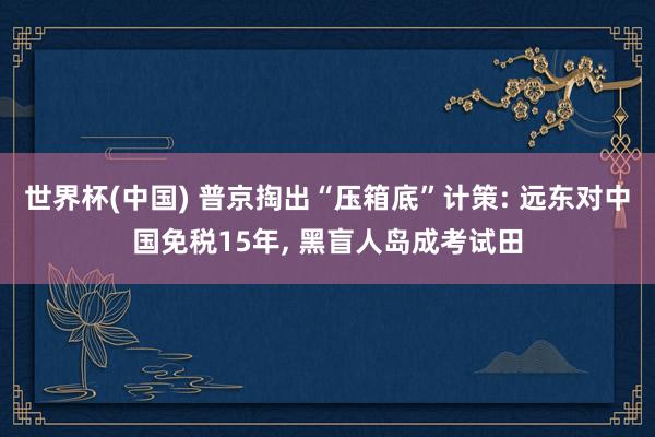 世界杯(中国) 普京掏出“压箱底”计策: 远东对中国免税15年， 黑盲人岛成考试田