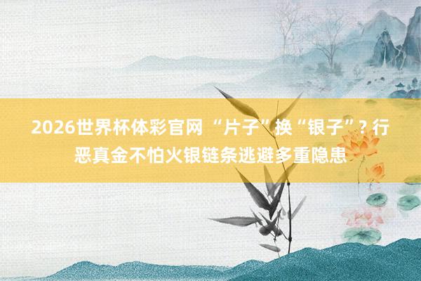 2026世界杯体彩官网 “片子”换“银子”? 行恶真金不怕火银链条逃避多重隐患