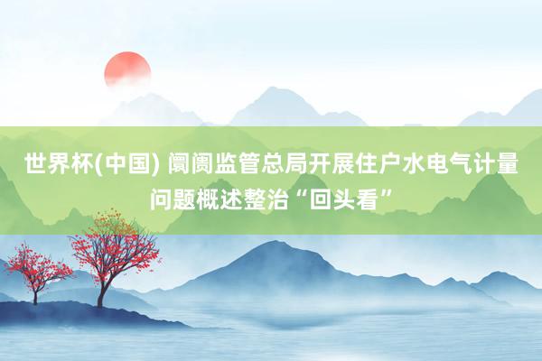 世界杯(中国) 阛阓监管总局开展住户水电气计量问题概述整治“回头看”
