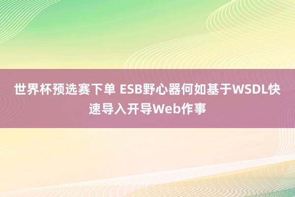 世界杯预选赛下单 ESB野心器何如基于WSDL快速导入开导Web作事