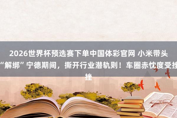 2026世界杯预选赛下单中国体彩官网 小米带头“解绑”宁德期间,撕开行业潜轨则!车圈赤忱度受挫