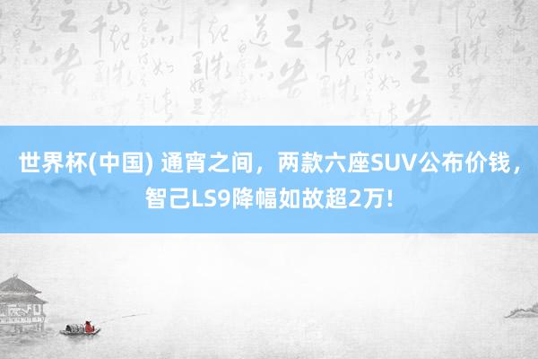 世界杯(中国) 通宵之间,两款六座SUV公布价钱,智己LS9降幅如故超2万!