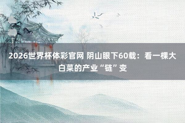 2026世界杯体彩官网 阴山眼下60载:看一棵大白菜的产业“链”变