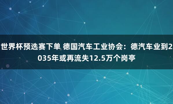 世界杯预选赛下单 德国汽车工业协会：德汽车业到2035年或再流失12.5万个岗亭