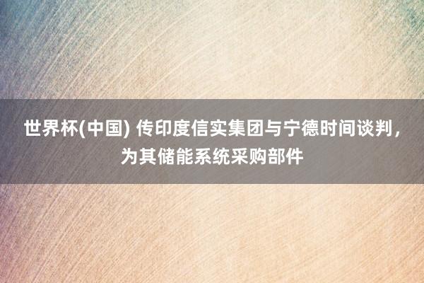 世界杯(中国) 传印度信实集团与宁德时间谈判，为其储能系统采购部件