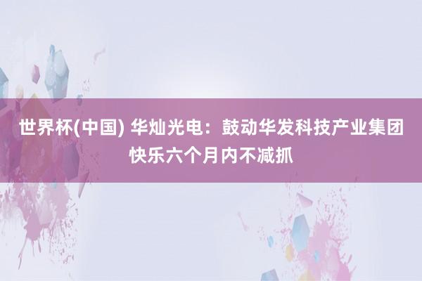 世界杯(中国) 华灿光电:鼓动华发科技产业集团快乐六个月内不减抓