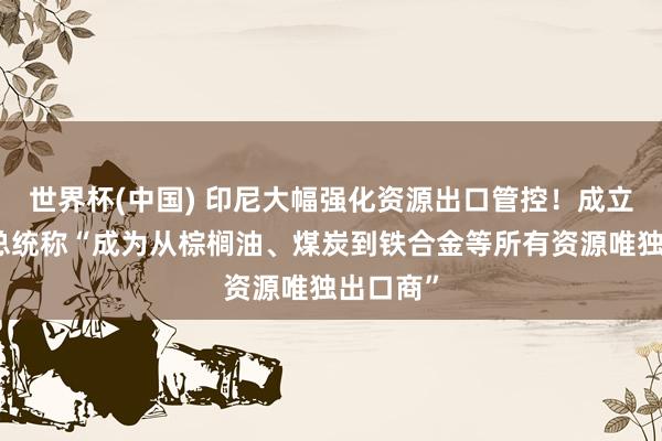 世界杯(中国) 印尼大幅强化资源出口管控!成立国企,总统称“成为从棕榈油、煤炭到铁合金等所有资源唯独出口商”
