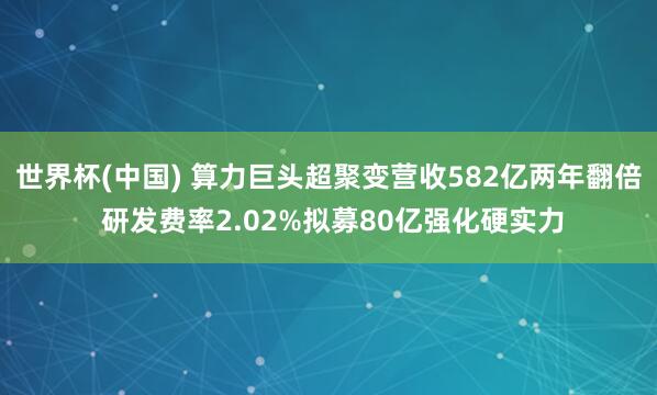 世界杯(中国) 算力巨头超聚变营收582亿两年翻倍 研发费率2.02%拟募80亿强化硬实力
