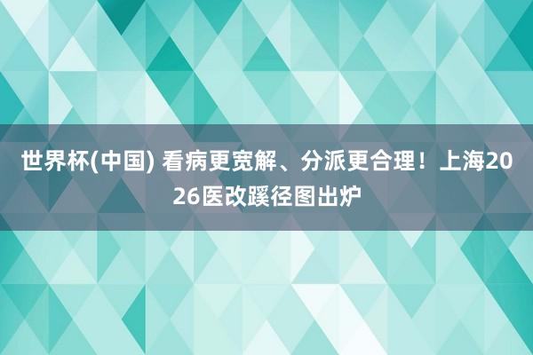 世界杯(中国) 看病更宽解、分派更合理!上海2026医改蹊径图出炉