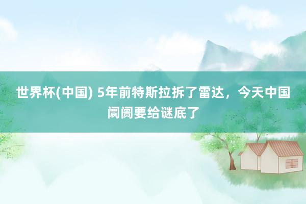 世界杯(中国) 5年前特斯拉拆了雷达,今天中国阛阓要给谜底了