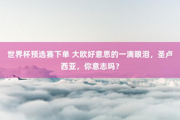 世界杯预选赛下单 大欧好意思的一滴眼泪，圣卢西亚，你意志吗？