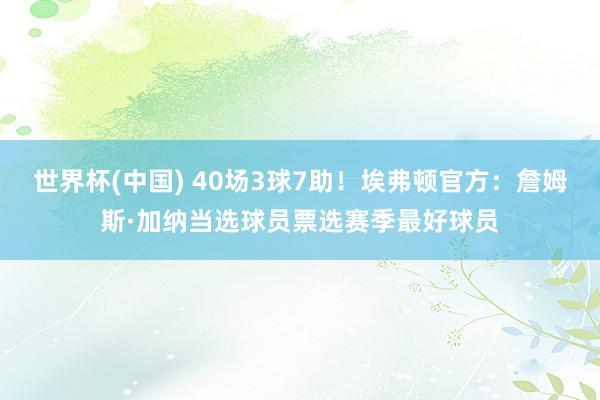 世界杯(中国) 40场3球7助！埃弗顿官方：詹姆斯·加纳当选球员票选赛季最好球员