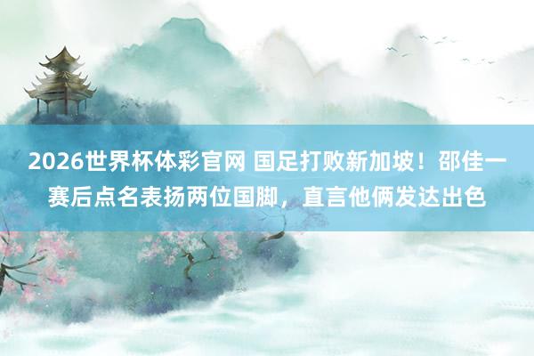 2026世界杯体彩官网 国足打败新加坡!邵佳一赛后点名表扬两位国脚,直言他俩发达出色