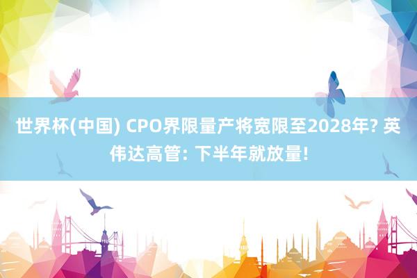 世界杯(中国) CPO界限量产将宽限至2028年? 英伟达高管: 下半年就放量!