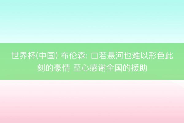 世界杯(中国) 布伦森: 口若悬河也难以形色此刻的豪情 至心感谢全国的援助