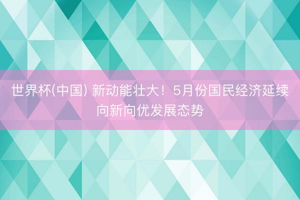 世界杯(中国) 新动能壮大！5月份国民经济延续向新向优发展态势