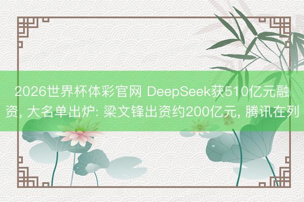 2026世界杯体彩官网 DeepSeek获510亿元融资， 大名单出炉: 梁文锋出资约200亿元， 腾讯在列