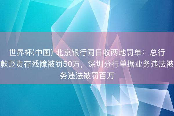 世界杯(中国) 北京银行同日收两地罚单:总行外币现款贬责存残障被罚50万,深圳分行单据业务违法被罚百万